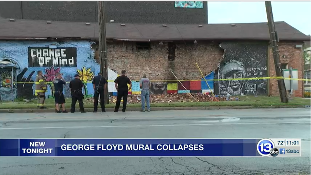 A George Floyd mural was reduced to rubble Tuesday in Toledo, Ohio.