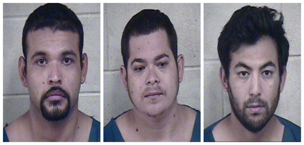 Fidel A. Carmona, left, Juan Carlos Cuevas-Alvarez, and Diego Torres-Infante were charged Aug. 6, 2018, in a gunfire case that resulted in Kansas City police returning fire.