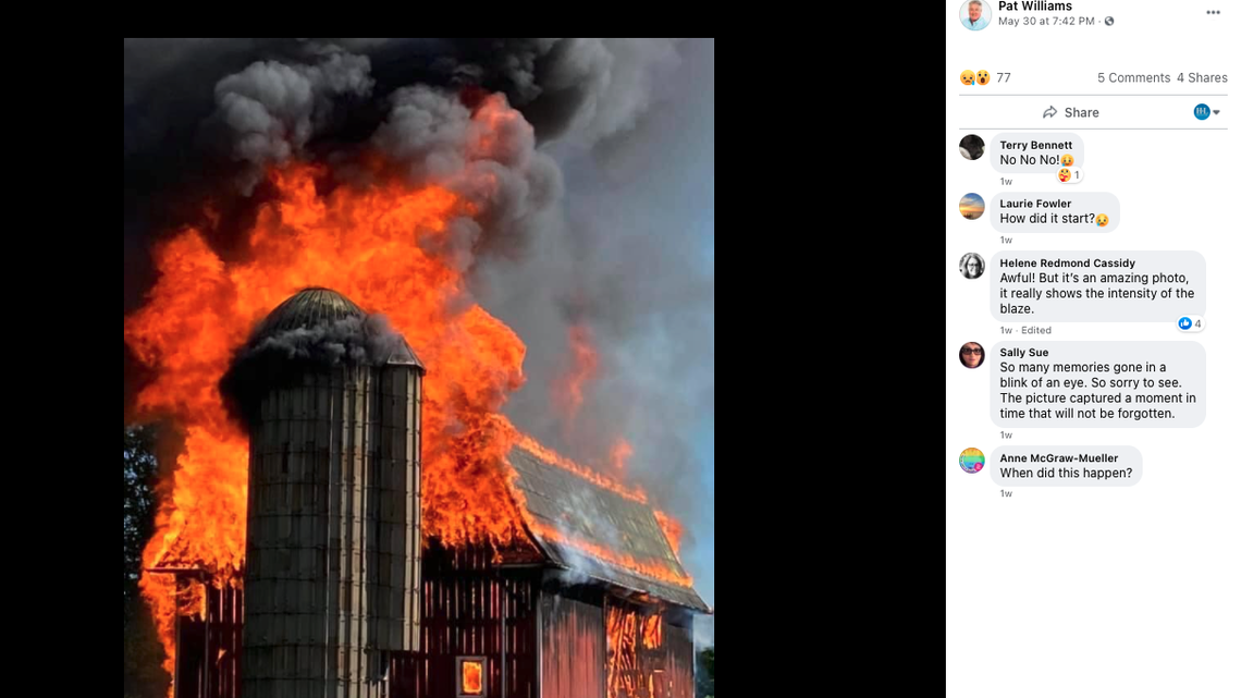A massive fire destroyed Cady-Boyer barn in Michigan last month.