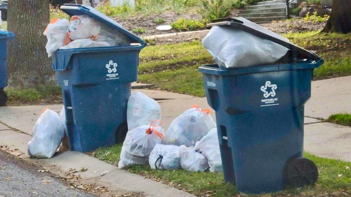 Residents of Overland Park’s Oak Park neighborhood have been dealing with overflowing trash as waste collection company Republic Services missed weeks of pickups.