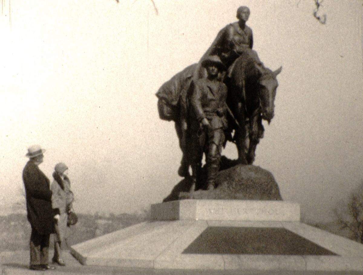 A frame from an old home movie from Joe Tomelleri’s collection of vintage films shows the Pioneer Woman sculpture in Penn Valley Park shortly after it was dedicated in 1927. Tomelleri’s find of a treasure trove of old home movies show all sorts of scenes of everyday life in Kansas City from the 1920s and 30s.