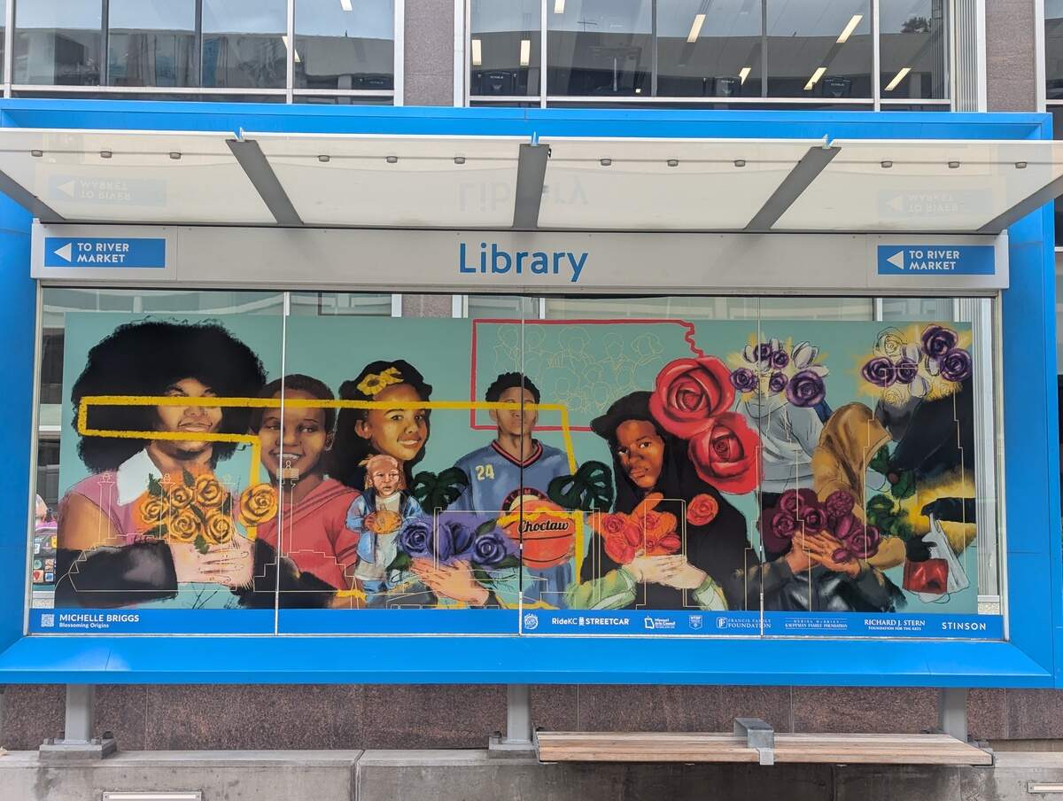 Michelle Briggs’ submission for the Library northbound shelter is “Blossoming Origins.”
