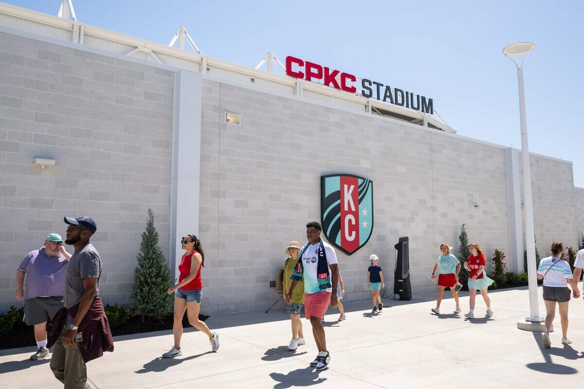 Kansas City Current fans walks around the stadium prior to the Current's match vs. Portland Thorns FC on Sunday, May 24, 2026, at CPKC Stadium.