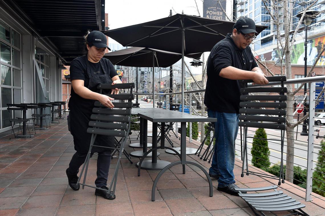 Chipotle in the Power & Light District already had outdoor seating. Now some restaurants can set up tables right on 14th Street.