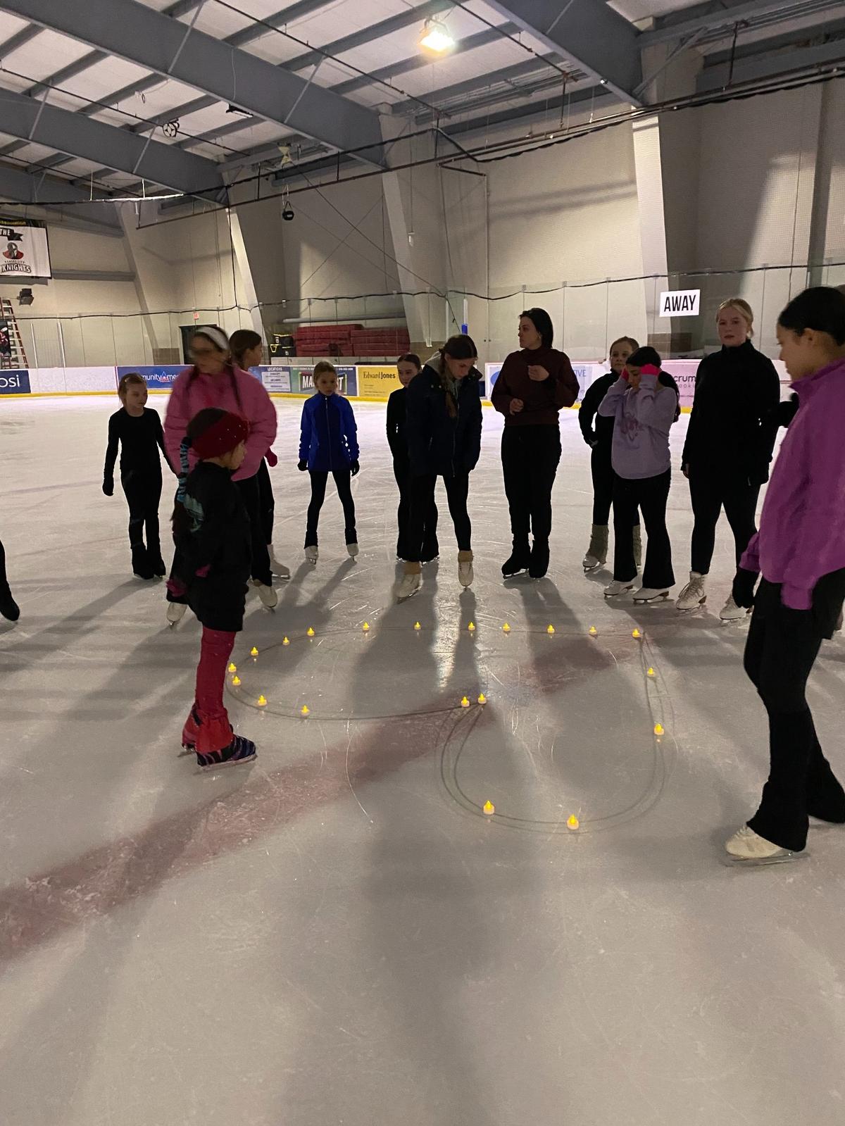 Skaters from the Heartland Figure Skating Club gathered at Independence Community Ice in Independence, Missouri, on Saturday, Feb. 1, to remember the lives lost on American Airlines flight 5342 from Wichita. In all, 64 people on that flight and another 3 on the Army Black Hawk which collided with it in the skies over Washington, D.C. on Wednesday, Jan. 29, died. Nearly half of those on board were members of the figure skating community.
