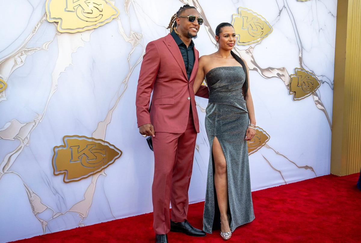 Chiefs safety Justin Reid walked the red carpet before the Super Bowl LVIII championship ring presentation event.