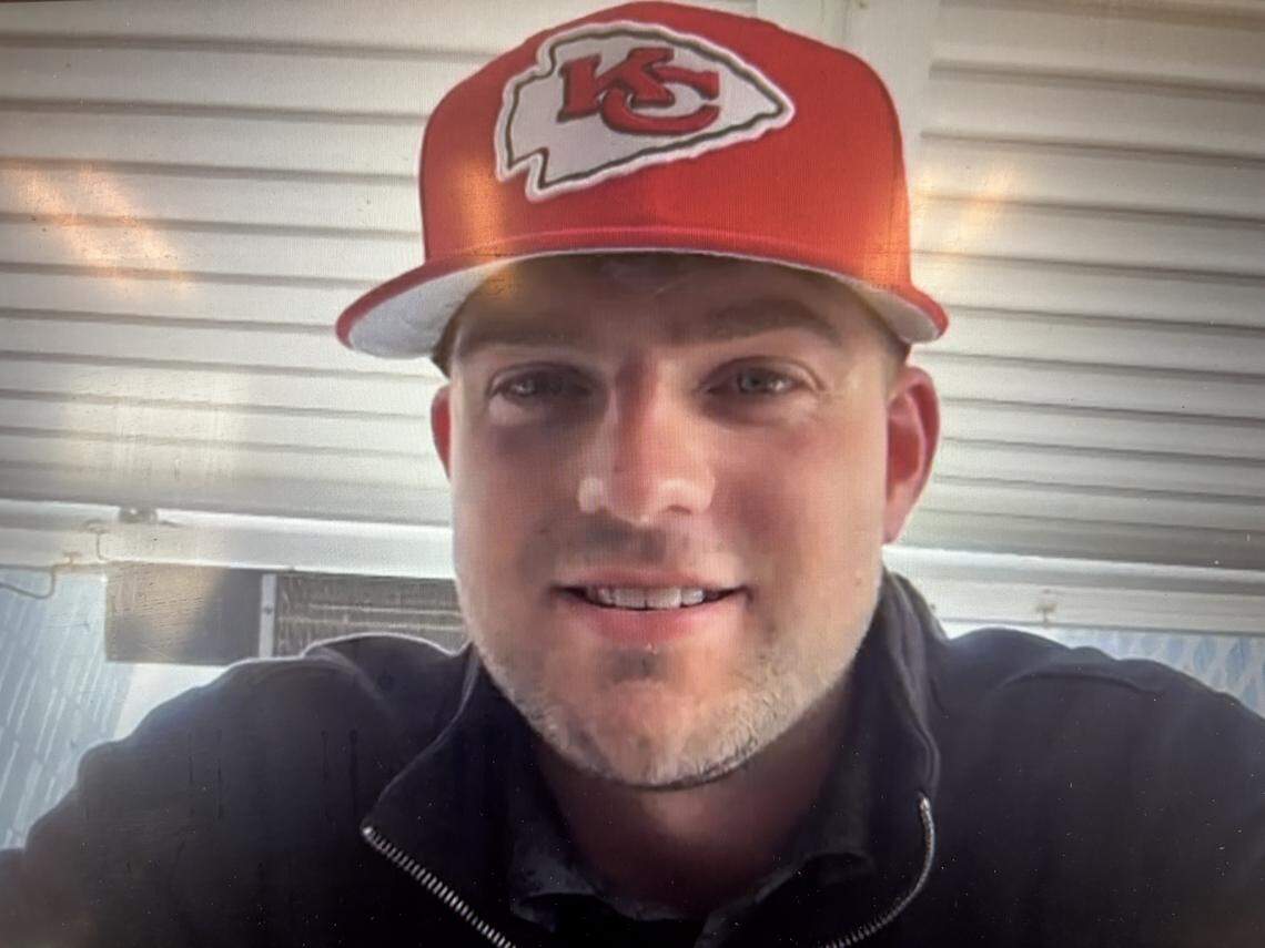 Newly drafted Kansas City Chiefs quarterback Garrett Nussmeier meets with reporters via a Zoom call after being selected in the seventh round of the 2026 NFL Draft on Saturday, April 25, 2026.