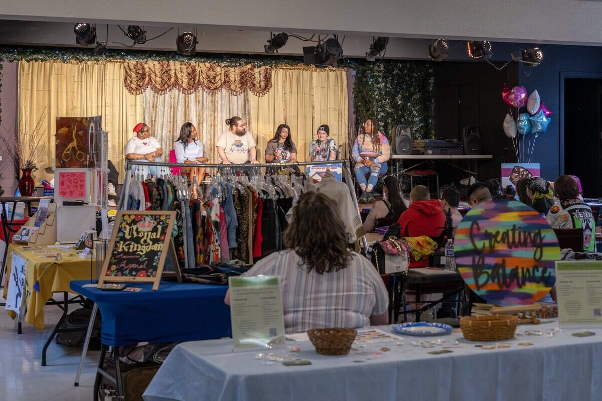 A panel of speakers participate in a discussion during a Trans Day of Remembrance event at Spirit of Hope MCC on Tuesday, March 31, 2026, in Kansas City.