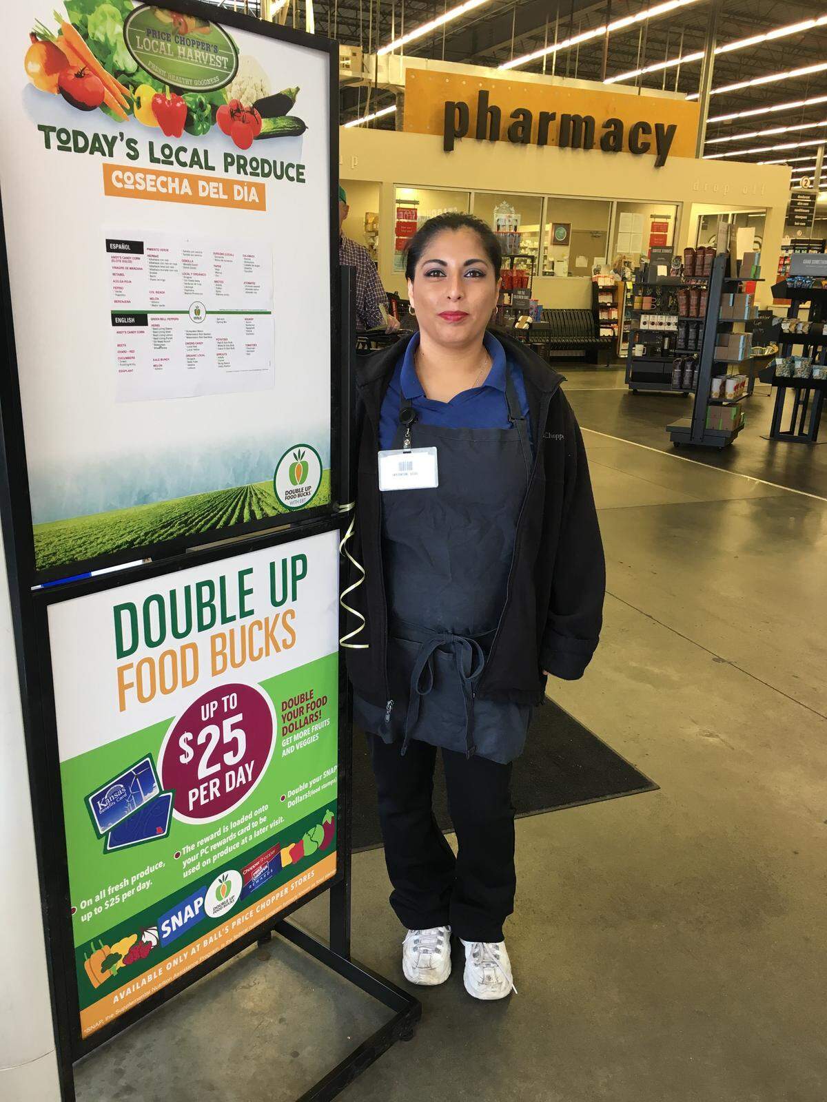 Nina Gomez, a single mother of five and employee at the Price Chopper in Roeland Park, participates in the Double Up Food Bucks program to save money on produce.