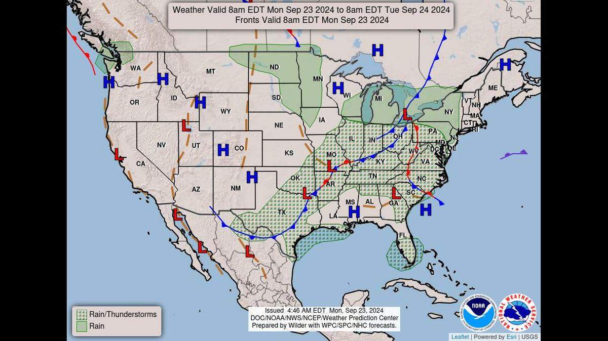 Rain showers are expected to linger in the Kansas City area on Monday, primarily east of Interstate 35, according to the National Weather Service. Cooler temperatures are expected to bring a fall chill to the metro.