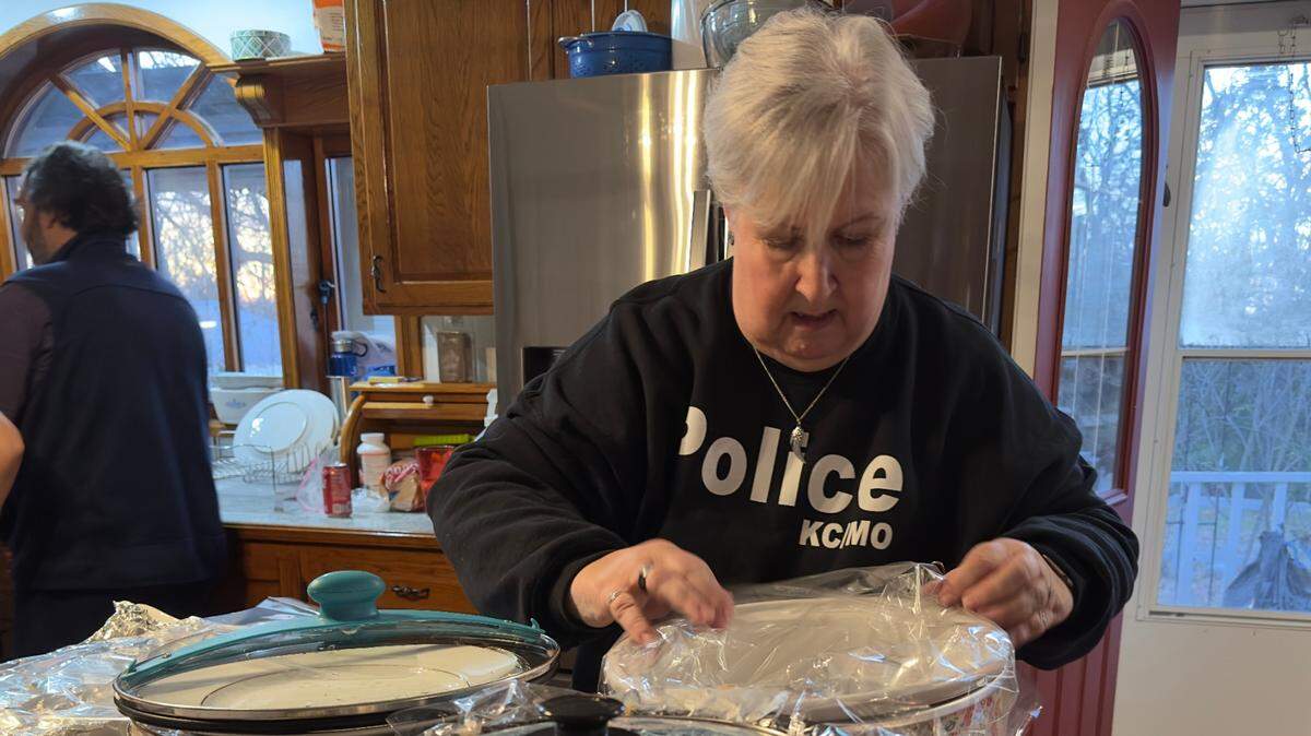 Laurie Horton, who works for the Kansas City Police Department, has prepared Thanksgiving and Christmas dinners for officers working those holidays for the last 25 years.