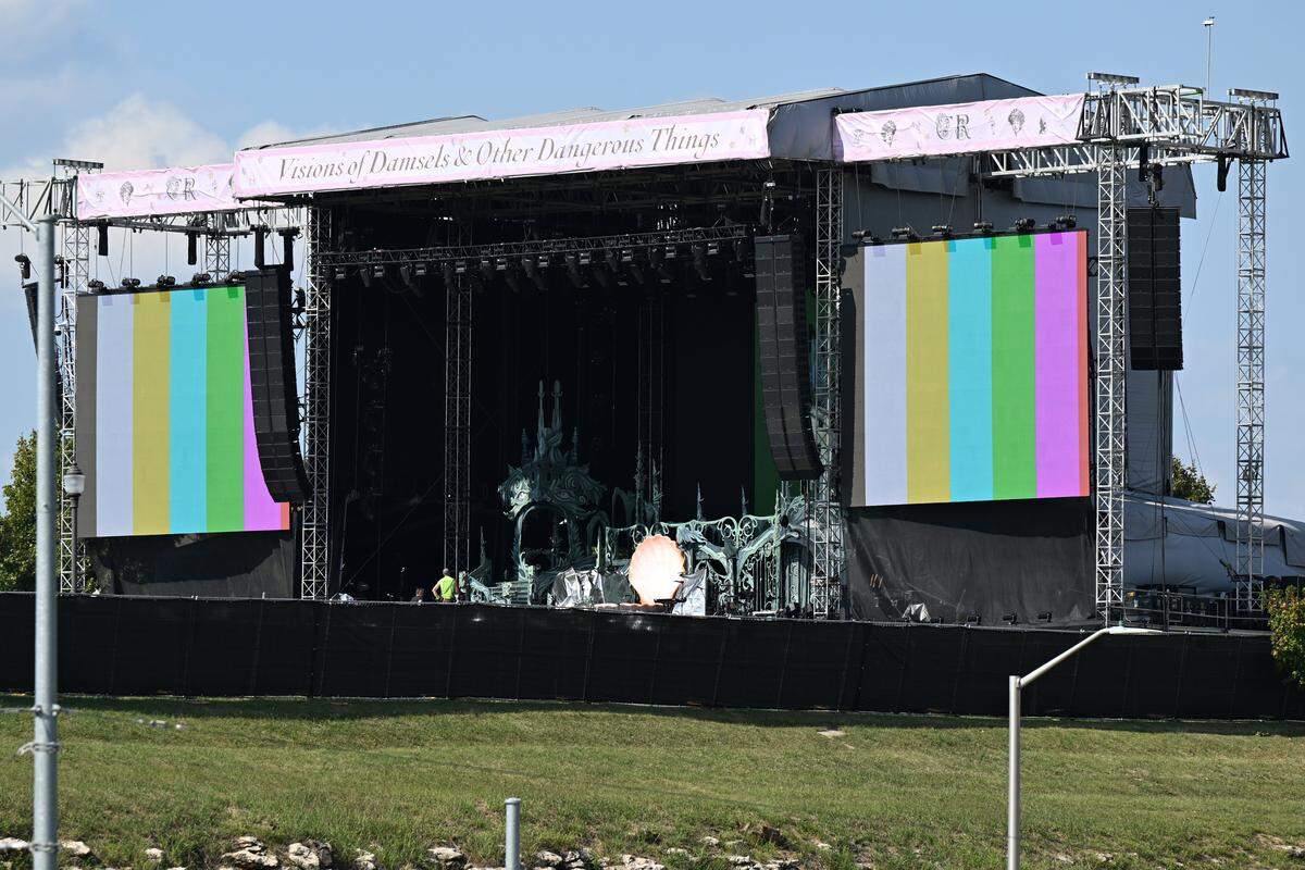 The stage was set up and ready to go before the Chappell Roan Concert on Friday, Oct. 3, 2025, at the National WWI Museum and Memorial