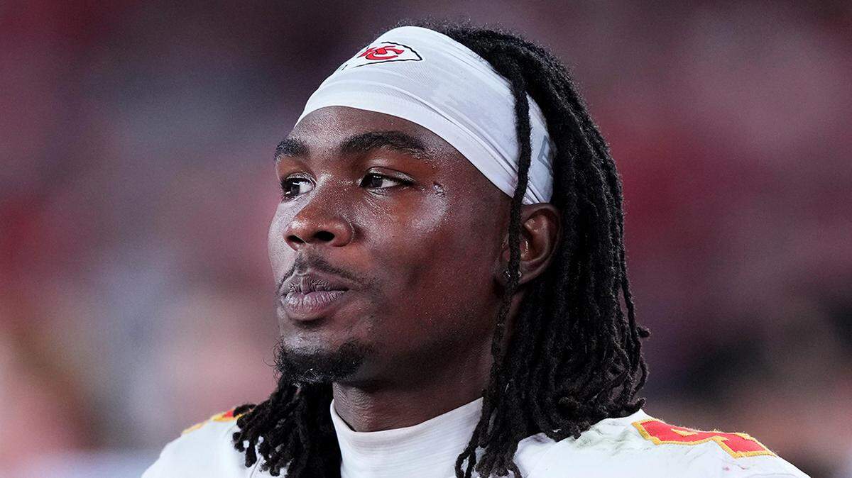 Aug 19, 2023; Glendale, Arizona, USA; Kansas City Chiefs wide receiver Rashee Rice (4) looks on against the Arizona Cardinals at State Farm Stadium. Mandatory Credit: Joe Camporeale-USA TODAY Sports