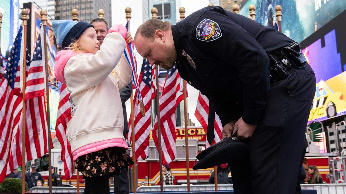 Lee’s Summit officer Cameron Price was honored in Times Square in New York City with the Hero Award on Tuesday, Oct. 28, 2025.