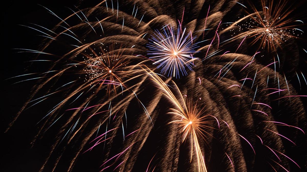 Fireworks burst over the tower at the National WWI Museum and Memorial on Thursday in Kansas City.