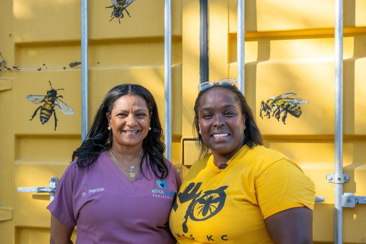 Dr. Marion Pierson and Charity Brown-Ritchie at MO Hives KC on Friday, October 10, 2025 in Kansas City. The organization places bee hives on vacant urban lots and provides agricultural learning opportunities to the urban community.