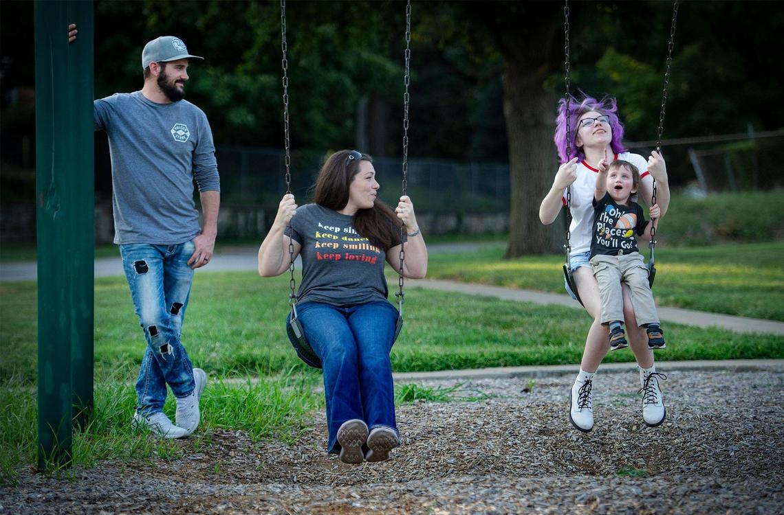 Jordan Bosch, left, and his fiancée Errienne Floden, center, are trying to purchase their first home for their family, which includes Floden’s daughter Shaelyn, 16, and the pair’s son Bellamy, 2.