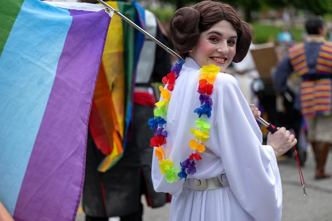 Members of the KC Star Wars Alliance including one dressed as Princess Leia marched in the KC Pride Parade.