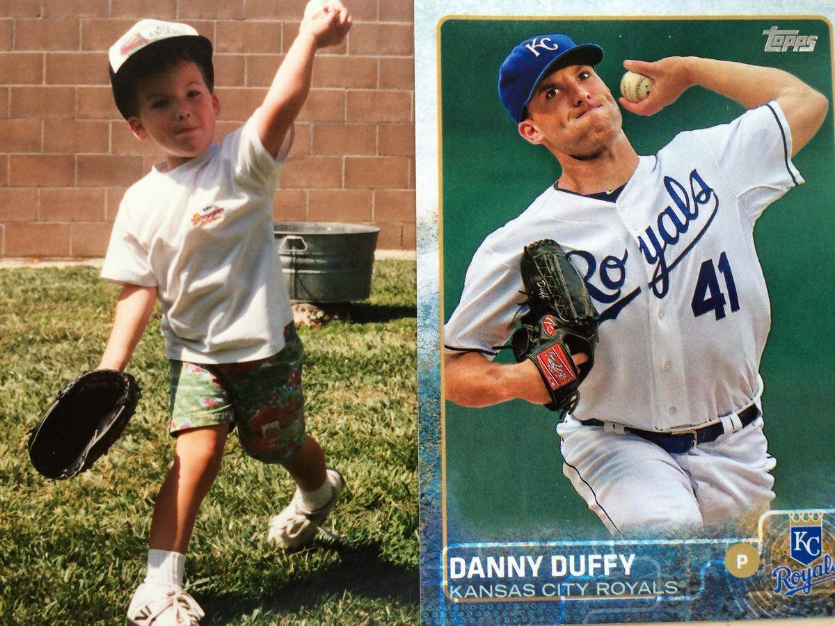 Royals pitcher Danny Duffy, then and now, from youth ballplayer to major-leaguer.