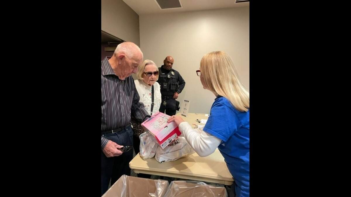 Pete and Doris Stevenson with Kim Fritchie, LS CARES volunteer.