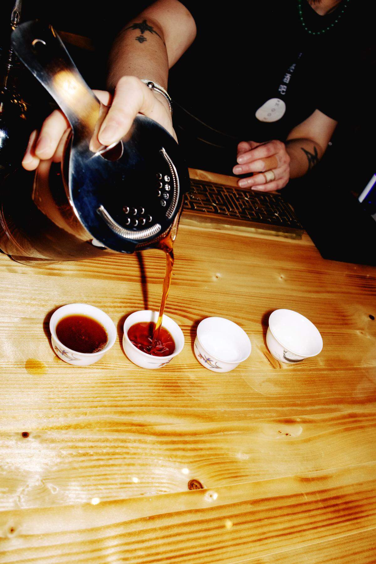 Asian inspired cocktails poured into traditional cups at Moon Bar, the cocktail lounge that opens each evening.