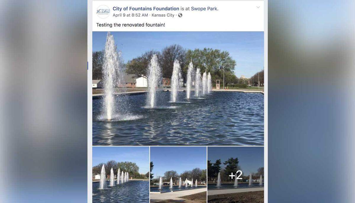 The City of Fountains Foundation posted photos to its Facebook from a test it conducted on the newly renovated Delbert J. Haff Circle Fountain on Tuesday, April 9.