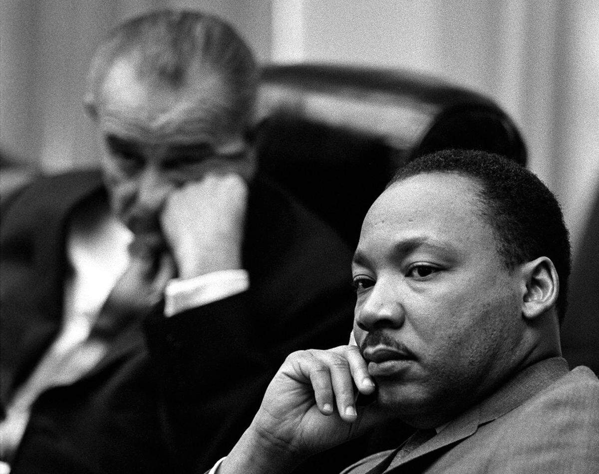 President Lyndon B. Johnson and Rev. Dr. Martin Luther King, Jr. meet at the White House, 1966