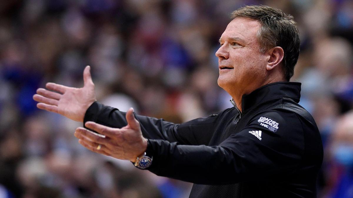 In this file photo, Kansas coach Bill Self is shown during an 80-62 KU loss to Kentucky this season. The Jayhawks moved up two spots to No. 6 in the AP poll this week.