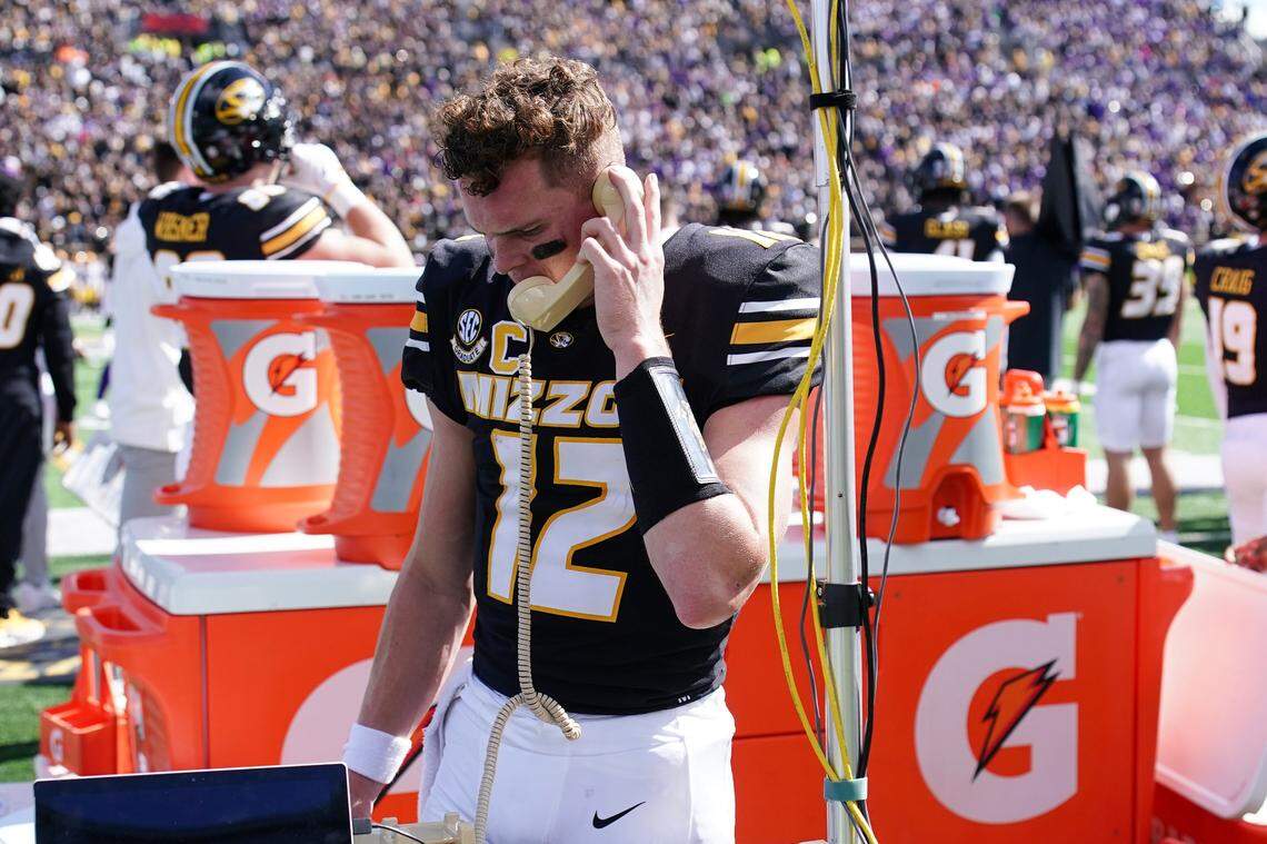 Missouri quarterback Brady Cook ran for two touchdowns in the Tigers’ loss to Kentucky last year.