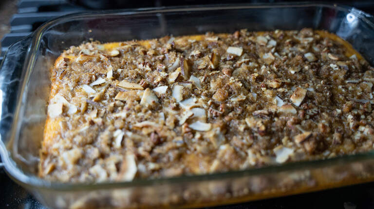 Step up your Sweet Potato Casserole with coconut and pecans this Thanksgiving
