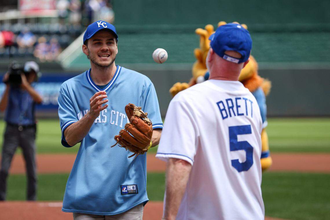 Actor Alex Neustaedter returned to his hometown in June and got to throw out the first pitch before the Kansas City Royals played the Miami Marlins at Kauffman Stadium. After his pitch, Neustaedter, who played baseball in high school, tossed the ball to his dad, Jeff Neustaedter.