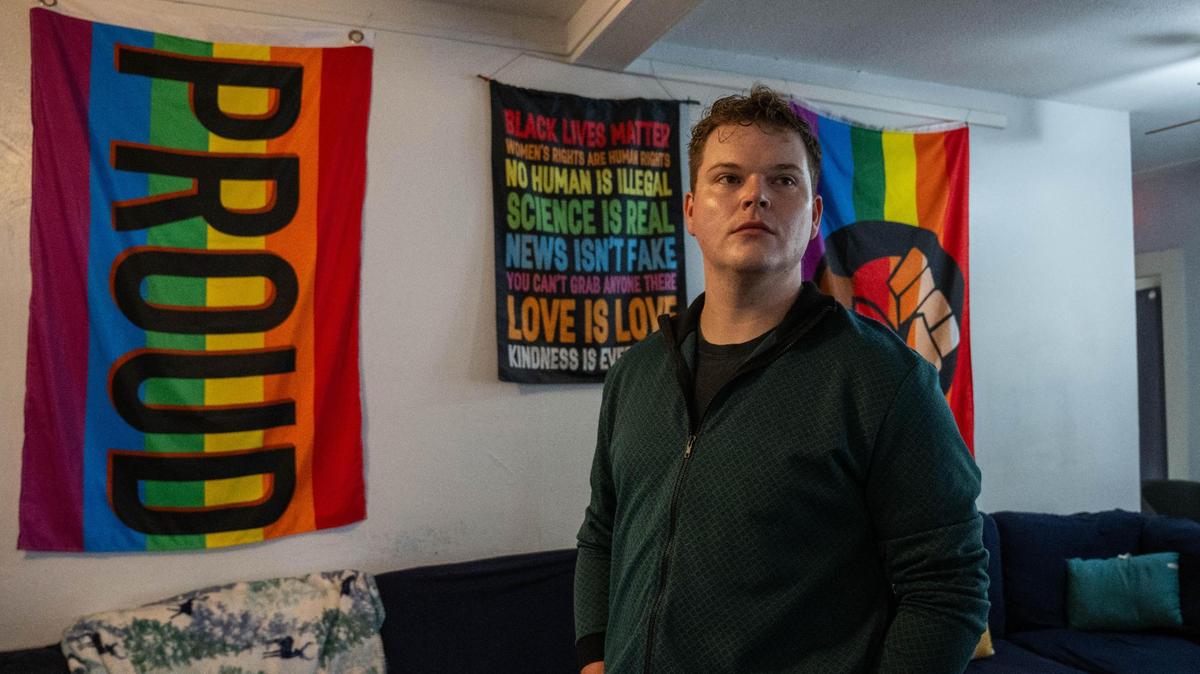 Murphy Maiden, a youth case worker at Pride Haven, a low-barrier shelter meant for LGBTQ+ people between 18 and 24 years old, on Friday, Oct. 25, in Kansas City, Missouri.
