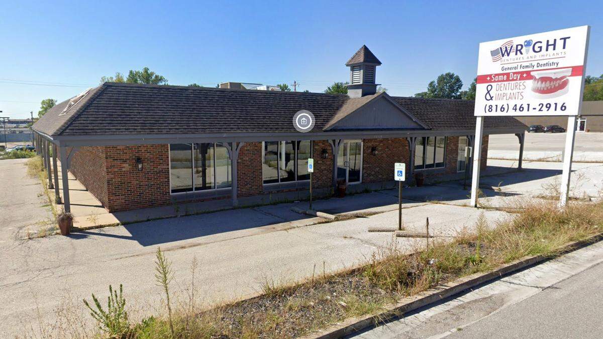 A Jackson County judge awarded nearly $9.5 million to 20 former patients of Kansas City area dentist Brian Jenkins after he failed to respond to claims of medical malpractice. Jenkins did business as Wright Dentures and Implants in Independence. This Google Maps Street View image shows the building of his former practice in September 2024.