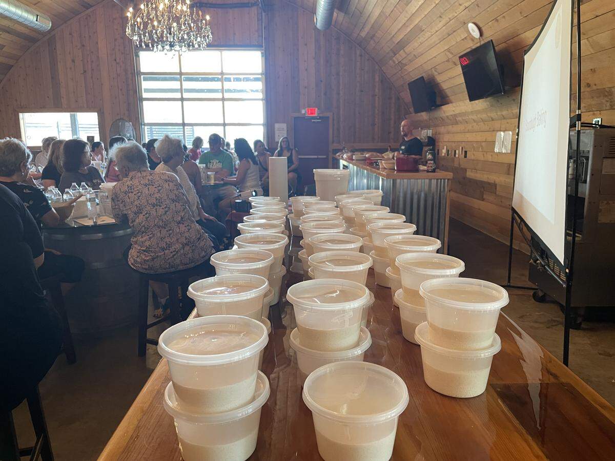 Students in Ansaldo’s classes get sourdough starter to take home.