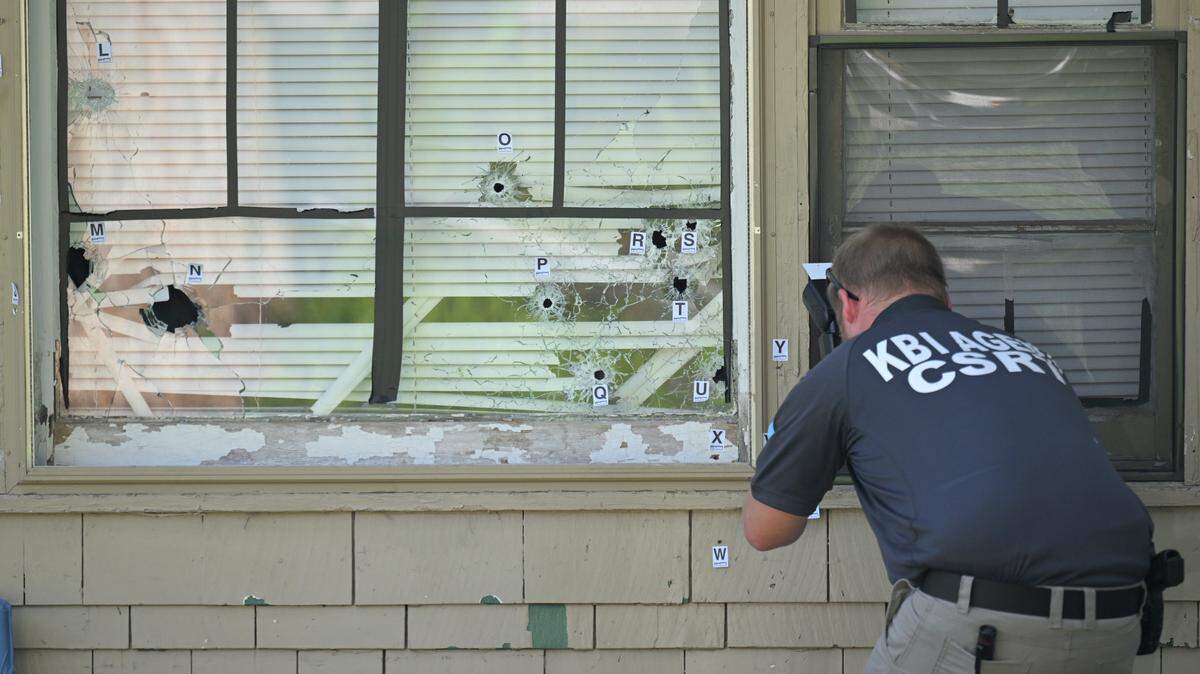 KBI agents were on the scene in the 2600 block of S. 30th Street in Kansas City, Kansas, on Sunday, July 27, 2025, investigating the scene where Wyandotte County Sheriff's deputy Elijah Ming was shot Saturday while responding to a call.
