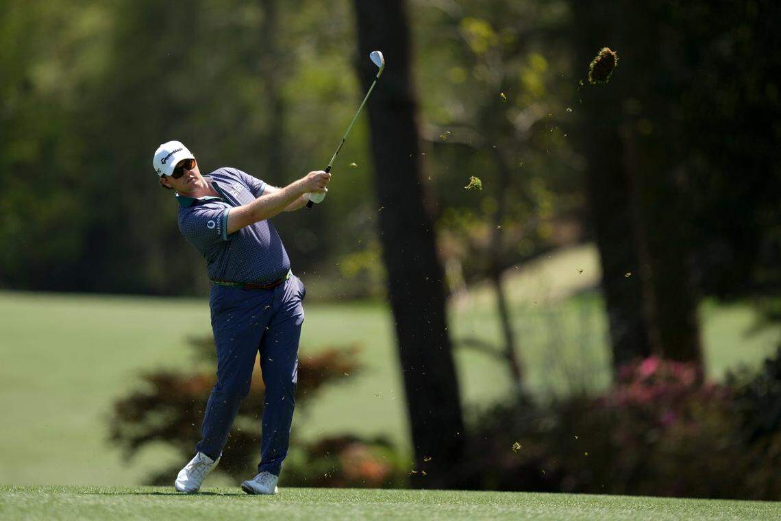 Harry Higgs hits on the 13th fairway during the first round at the Masters golf tournament on Thursday in Augusta, Ga.
