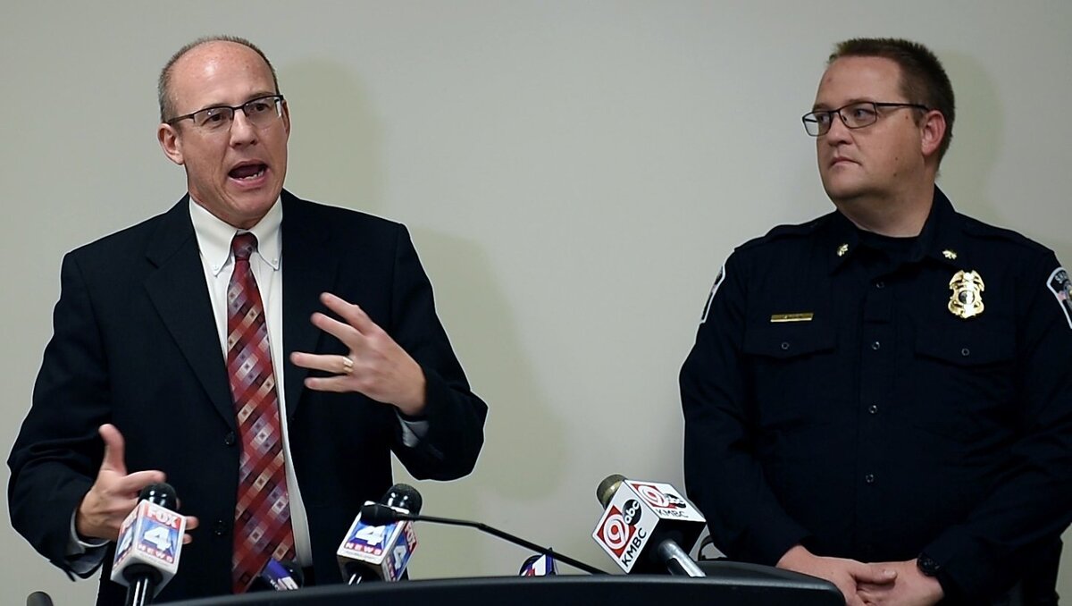 During a press conference Friday in Olathe, Johnson County District Attorney Steve Howe (left) said there may be more victims of Dennis Regal Creason.