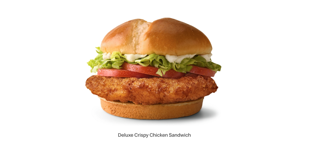 McDonald’s Deluxe Crispy Chicken Sandwich has tomatoes, lettuce and mayo.