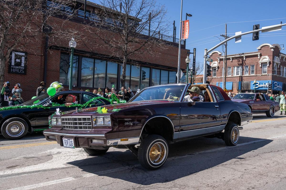 A lowrider rides down Broadway during the Kansas City St. Patrick’s Day Parade on Monday, March 17, 2025.