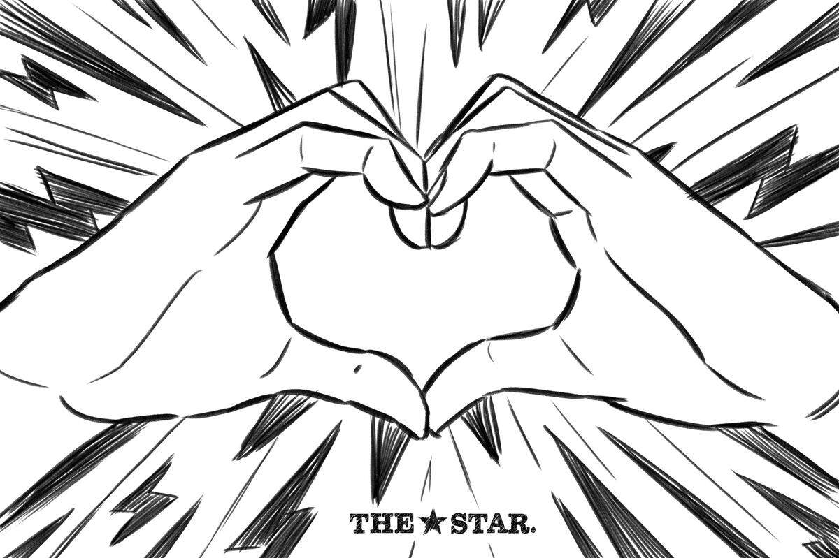 A hand heart illustration valentine.