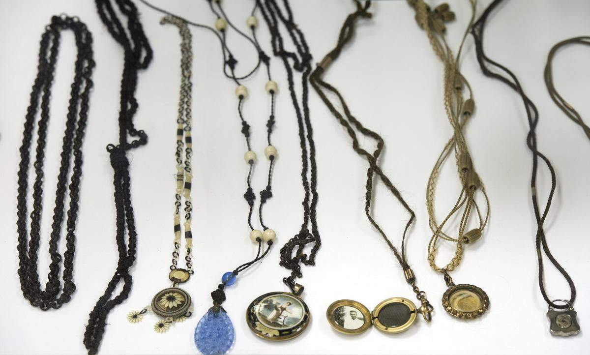 Leila Cohoon operated what was billed as the only hair museum in the world at 1333 S. Noland Road in Independence. Horse hair and human hair make up these necklaces photographed in 2014.