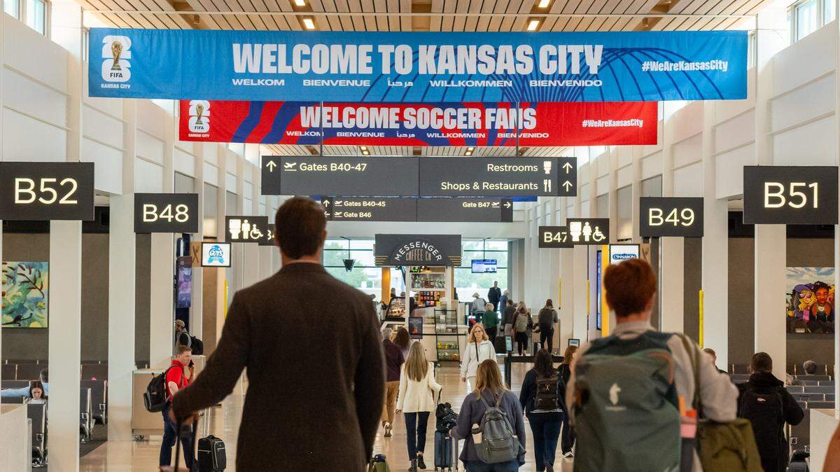 World Cup 2026 signage and decals are beginning to pop up at Kansas City International Airport, on Wednesday, April 29, 2026.