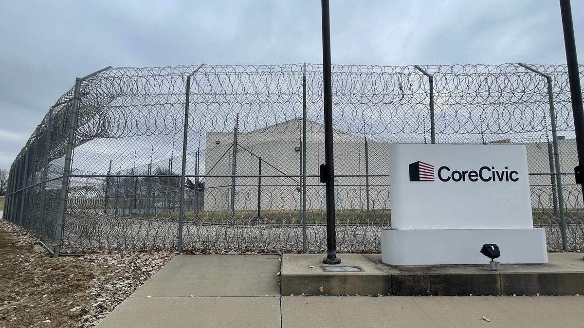 CoreCivic’s private jail in Leavenworth, Kansas, has been renamed the Midwest Regional Reception Center in anticipation of housing immigrants detained by U.S. Immigration and Customs Enforcement.