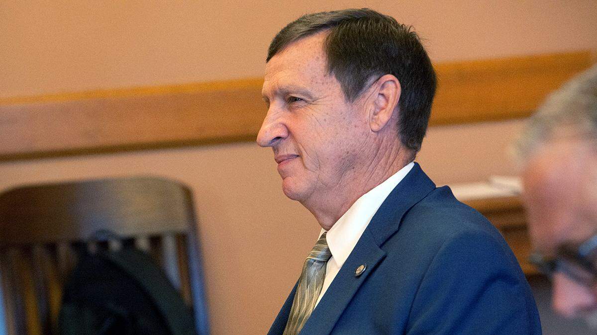 Sen. Dennis Pyle, I-Hiawatha, listens in to Thursday’s Post Audit committee meeting which he requested last year. 2023 file photo