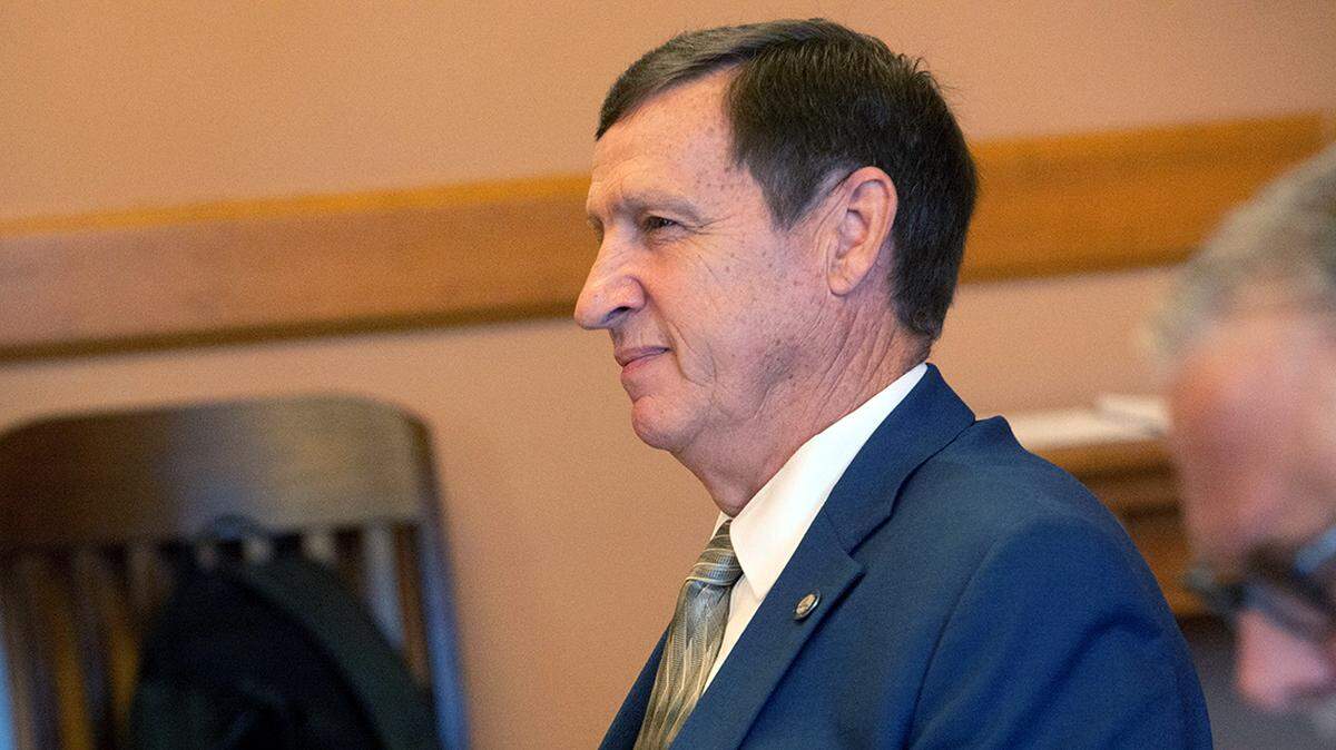 Sen. Dennis Pyle, I-Hiawatha, listens in to Thursday’s Post Audit committee meeting which he requested last year. 2023 file photo