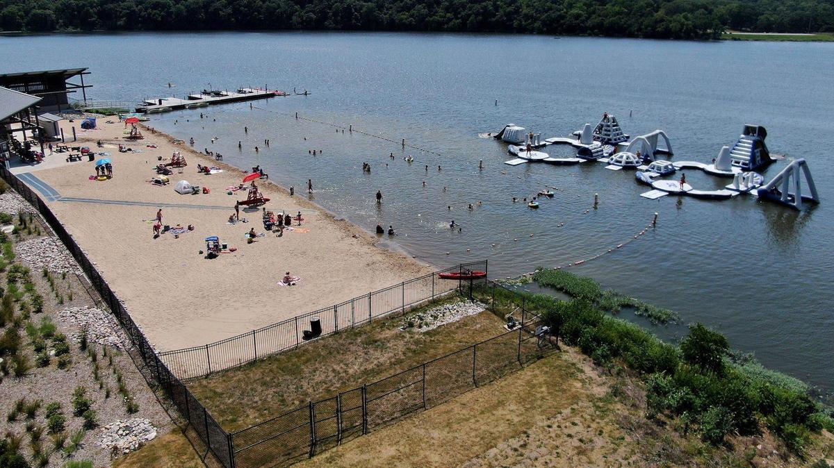 Lake Olathe Swim Beach opened in 2019 as part of renovations to the entire lake. It offers lifeguards, boat rentals and a floating obstacle course.