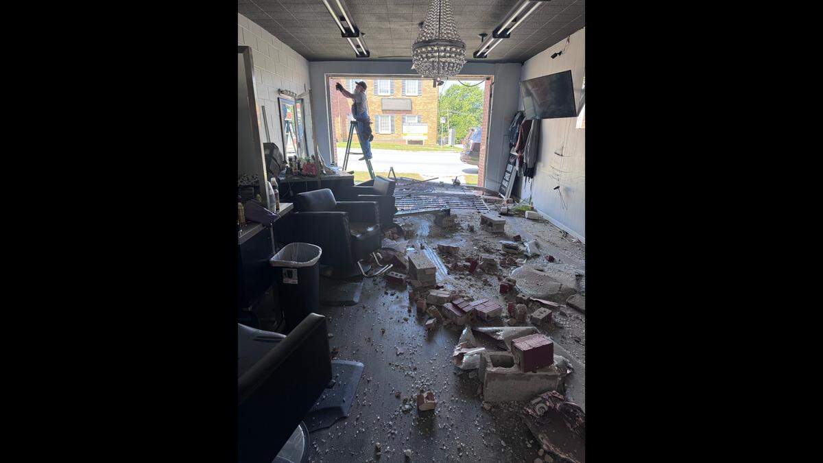 Russell is currently searching for spaces to work as she attempts to rebuild her salon. As a single mother of three, she is asking for donations to assist with repairs, as the crash happened when her business insurance lapsed, and help support her family.