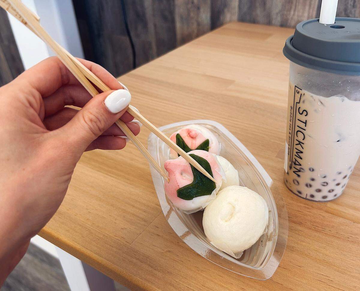 Stickman sells dumplings, boba, tanghulu stick candy and other treats.