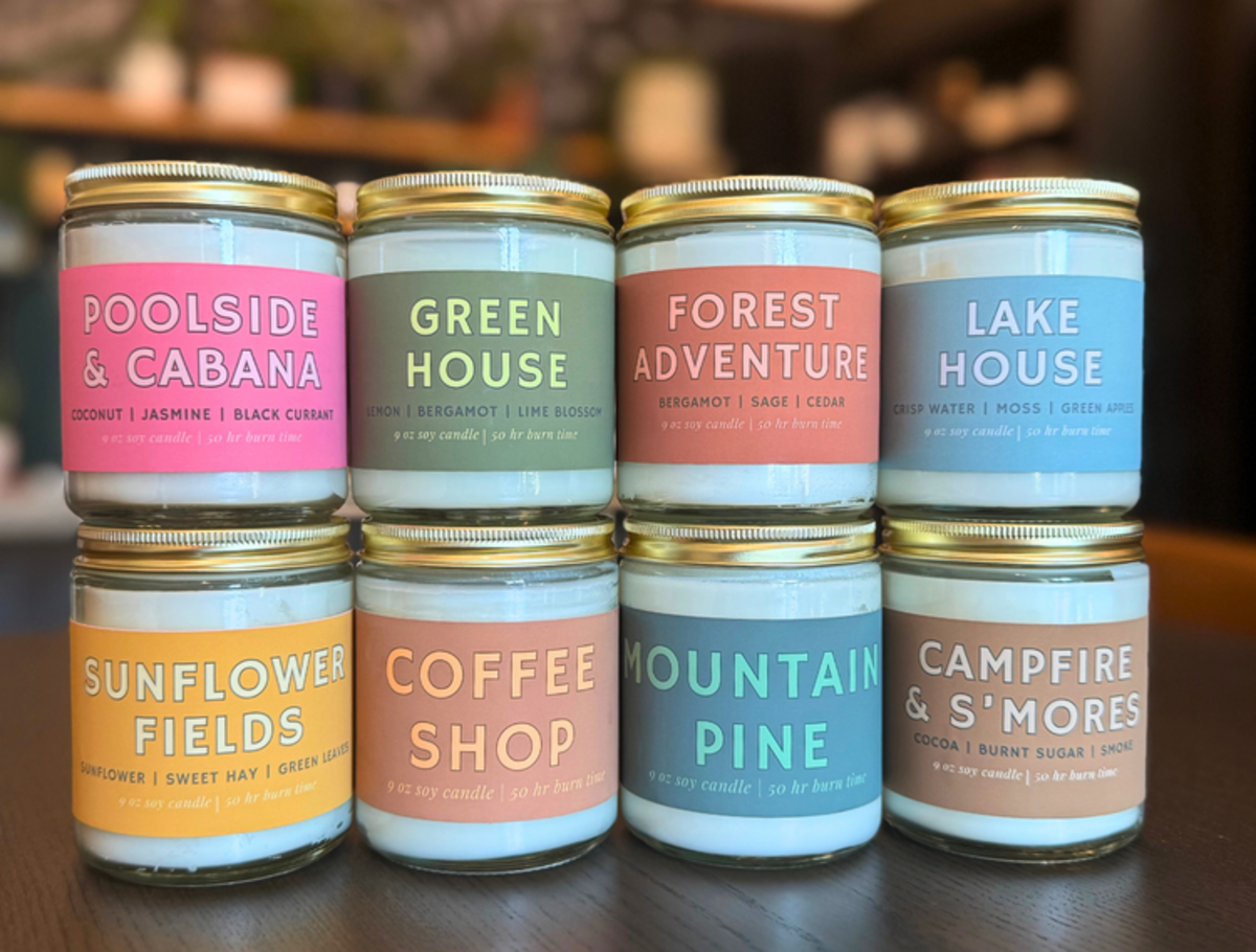 A selection of made-in-house candles at Embers Candle Bar in Lee’s Summit