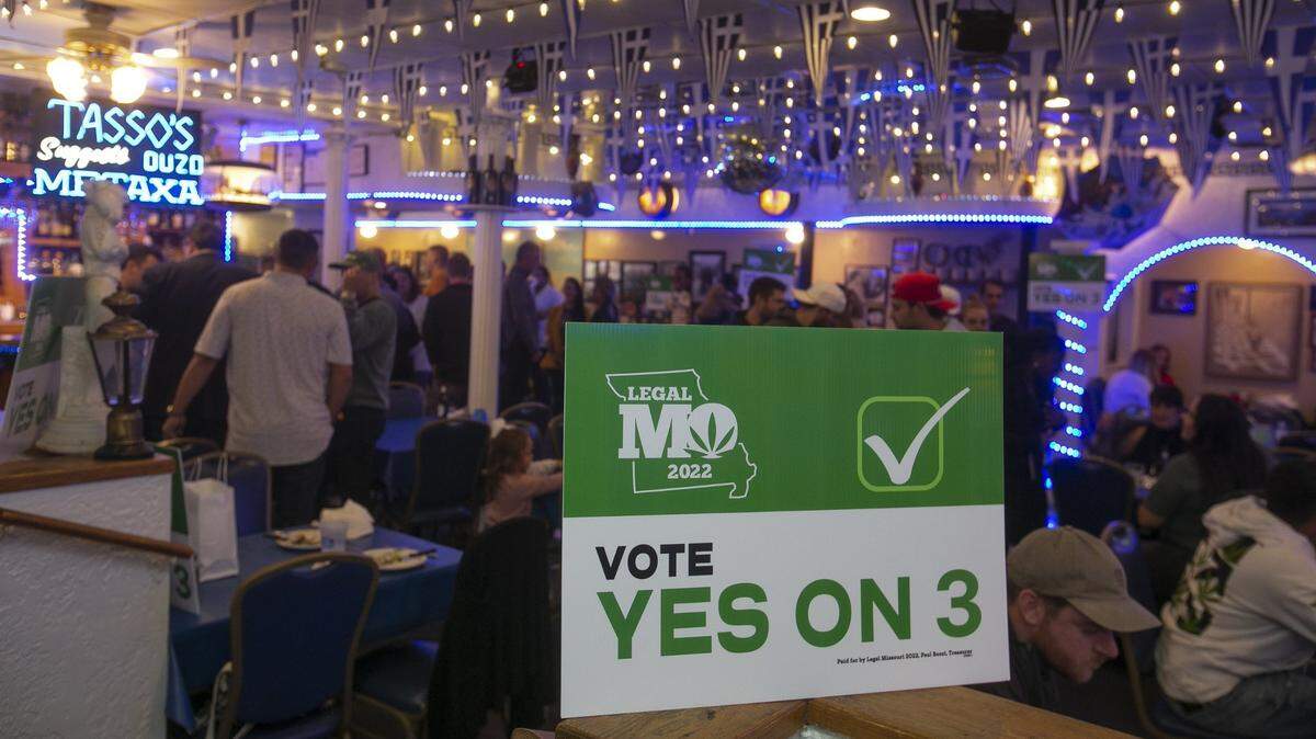Supporters of legal recreational marijuana in Missouri gathered at Tasso’s Greek Restaurant in Kansas City in November for an election night watch party. The Missouri House on Thursday approved legislation that would make it harder for voters to amend the state constitution. Under the proposal, recreational marijuana would have failed.